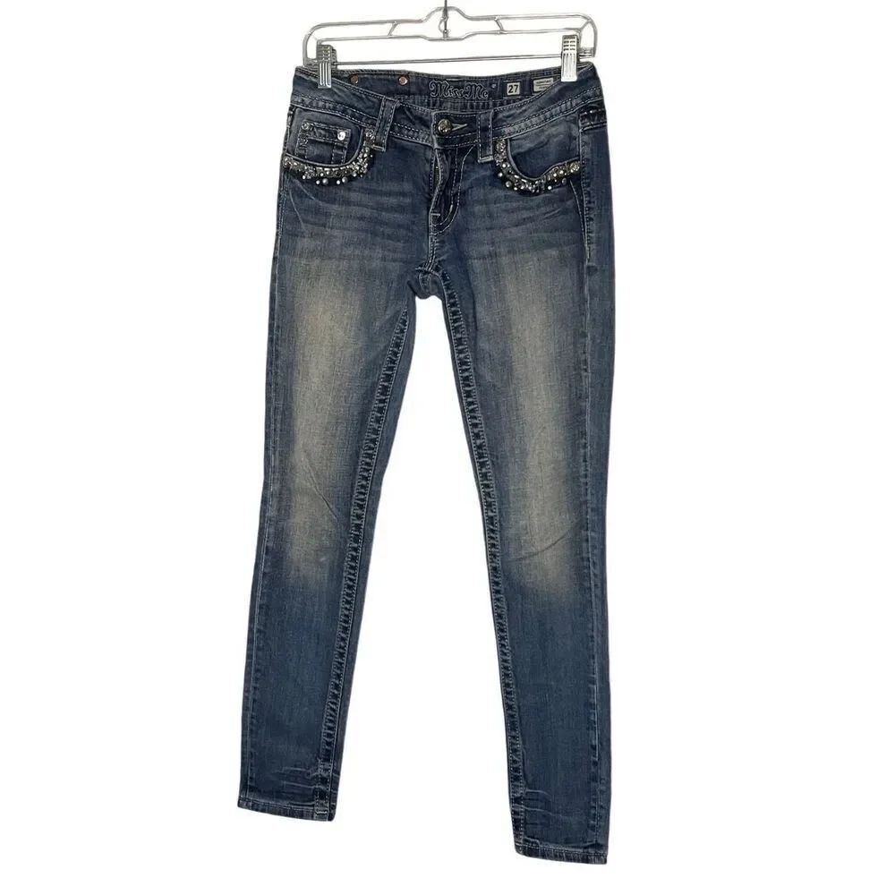 Miss Me Signature Skinny Embellished Rhinestone Jeans Women’s Size 27